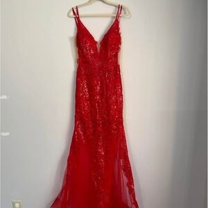 Stunning Scarlet Lace Prom Dress